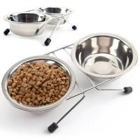 Cuenco de Acero Inoxidable para Mascotas Doble para Perros y Gatos Soporte de Hierro Duradero - details 1
