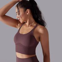 Sujetador de yoga sin costuras para mujer, sujetador deportivo cruzado de alto impacto, a prueba de golpes, top corto, transpirable, antisudor - details 47