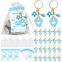 Llaveros con huella para Baby Shower, regalos con biberón, ropa de bebé, bolsas de Organza blancas para suministros de fiesta - details 6