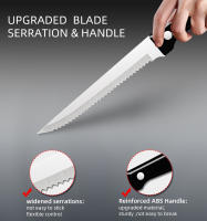 Steak Knives Set Cutlery Set 6/8 Pcs Full Tang Stainless Steel Sharp Serrated Dinner Knives Set Dishwasher Safe for Meat Bread - details 2