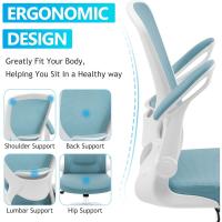 9060 Silla de oficina ergonómica con reposabrazos plegables, silla de ordenador giratoria de malla de 360 ° , gris claro - details 10