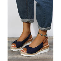 Nuevas sandalias casuales de cuña con lazo de cuerda de cáñamo de gran tamaño para mujer - details 8