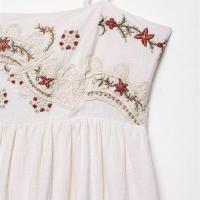Vestido holgado de verano 2025 con dulce bordado de flores francesas, con tirantes y falda corta para mujer. - details 6