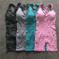 Conjunto de Yoga Camo sin Costuras para Mujeres Monos de Gimnasio Romper Leggings de Manga Corta - details 5