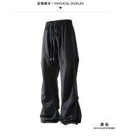 Pantalón plisado lateral de moda Pantalones casuales Pantalones rectos sólidos de cintura elástica para hombres Pantalones sueltos de seda de hielo de secado rápido Pantalones diarios - details 1