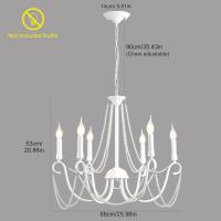 Vintage Lámpara de Araña de Metal Iluminación Estilo Vela Colgante Luz Alta Ajustable Cadena de Metal para Granja Comedor Cocina Isla Vestíbulo Negro 6 Luces - details 36