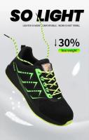 Zapatos de seguridad ultraligeros para hombre y mujer, zapatillas de trabajo antideslizantes con punta de acero, transpirables, 48 - details 4