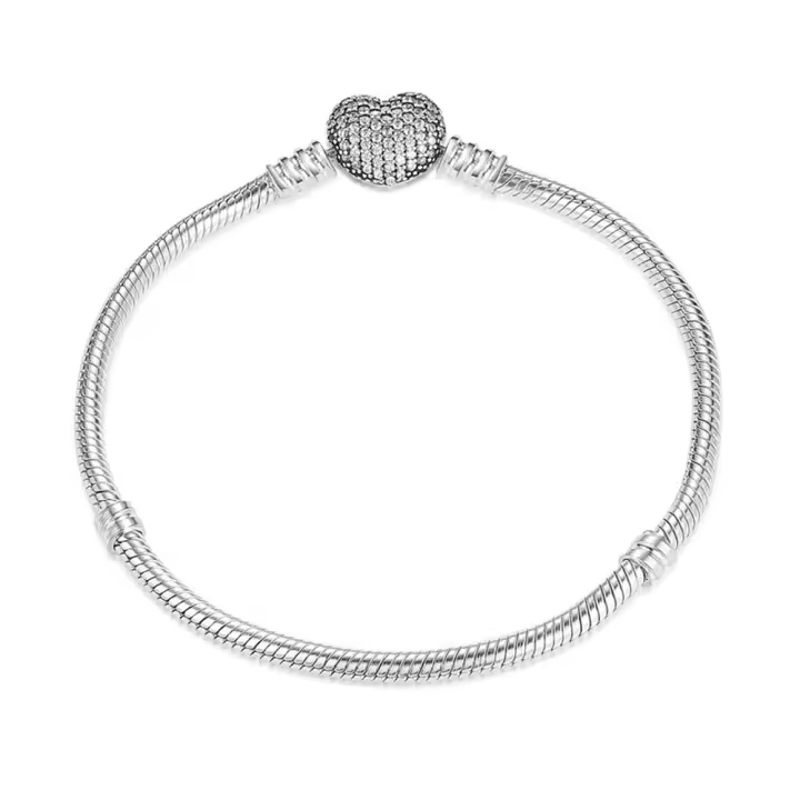 Pulsera con dijes en forma de corazón de amor eterno de Plata de Ley 925, dijes de cuentas, colgantes, joyería fina para mujeres y niñas - 1