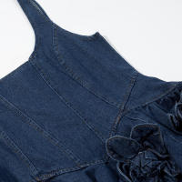 Vestido vaquero floral clásico versátil de moda para mujer nuevo estilo - details 3
