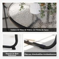 Conjunto de Mesa y Sillas de Jardín al Aire Libre de 6 Piezas Muebles de Jardín con 4 Sillas Plegables Mesa de Vidrio y Parasol para Patio Terraza Gris - details 5