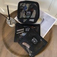 Bolsa de maquillaje de malla ligera, bolsillos para artículos de tocador de viaje con visibilidad, bolsa transparente con cremallera de gran capacidad, lápiz labial - details 4
