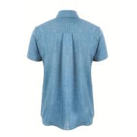Camisa clásica de manga corta para hombre, camisa informal de Color sólido para vacaciones de verano - details 41