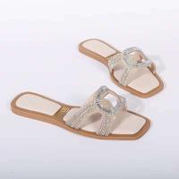 Y Sandalias de diamantes Moda Zapatillas de playa planas con punta abierta para mujer - details 4