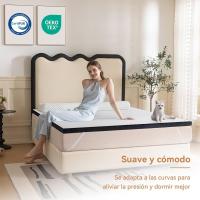 Colchón de Espuma viscoelástica Topper con memoria con Funda removible y lavable, 140 x 190 cm, 4 cm, Blanco - details 3