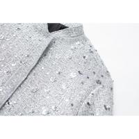 BUNO-Chaqueta Bomber con Lentejuelas para Mujer Otoño Nuevo Cuello Redondo Manga Larga Bolsillo con Solapa Lentejuelas Hilos Metálicos Decorados Estiramiento Interior Dobladillo Chaqueta Abrigo Mujer Ropa De Abrigo Elegante - details 8