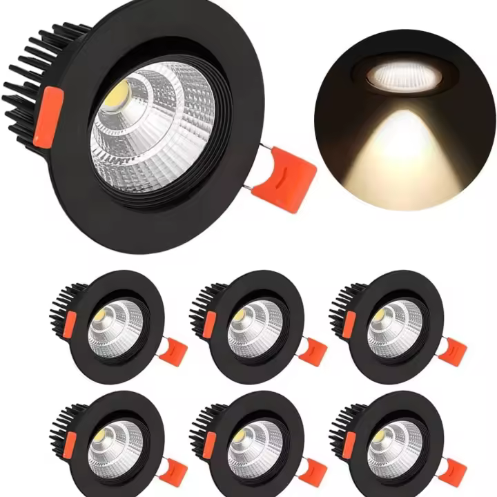 6 x Downlights LED, luces empotrables de techo de 5W, blanco cálido IP44 para baño, cocina, salón - 1