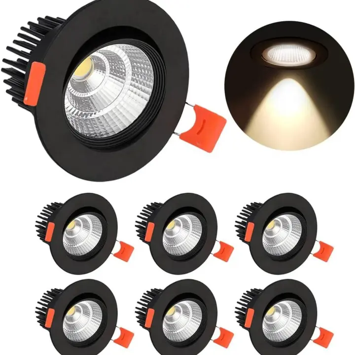 6 x Downlights LED, luces empotrables de techo de 5W, blanco cálido IP44 para baño, cocina, salón - 1