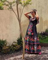 Vestido Largo para Mujer Verano 2025 Escote Palabra de Honor con Estampado de Flores Rojas - details 28