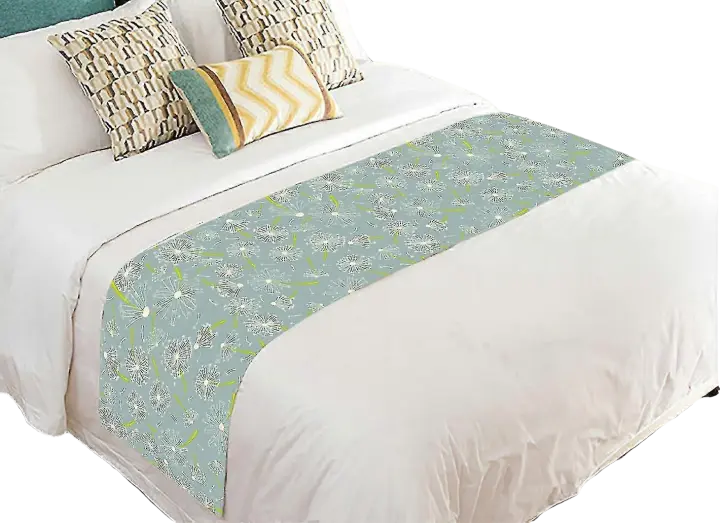 Camino de cama floral con flores, corredores de cama con diente de león, bufandas, decoración de cama, 50x240 cm - 1
