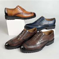 Hombres de cuero marrón de moda, zapatos de hombre transpirables de piel de vaca de capa superior, nuevo estilo cómodo, zapatos de patrón sólido de moda - details 10