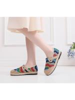 Zapatos de cáñamo de estilo étnico, de tela, de suela plana y lino bordado, transpirables y clásicos, para mujer, antideslizantes para interiores y exteriores, 2025 - details 12