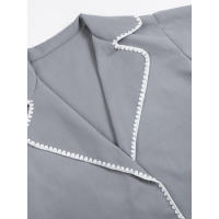 Camiseta de lana de doble cara para mujer, chaqueta cortavientos tejida con solapa de manga larga, holgada, otoño e invierno - details 7