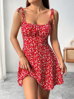 Vestido corto con tirantes florales nuevo estilo francés de verano - details 5