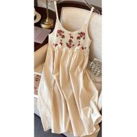 Jyccr Bohemian ral bordado corto sin mangas para mujer verano dulce crochet correa de espagueti vestido de vacaciones - details 10