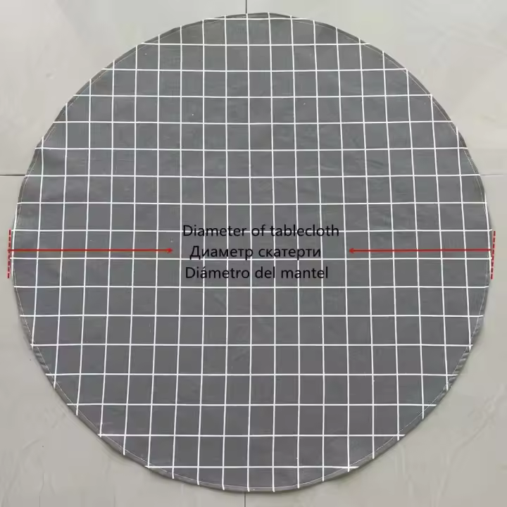 Mantel circular de poliéster grueso de algodón lavable con palmaditas navideñas, estilo nórdico sencillo, cuadros blancos y negros - 1