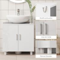 Mueble de Baño de Diseño Único Perchero de Almacenamiento Blanco con 2 Puertas y Sistema Antivuelco - details 3