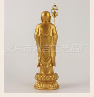 Bodhisattva Jiuhuashan estación Bhikkhu Golden Ksitigarbha pequeña estatua Spray oro artesanía hogar Buda ornamento - details 9