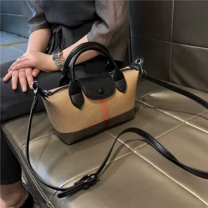 Bolso de Hombro Crucero de Alta Calidad y Moda Tamaño Grande Versátil Diseño de Cuadros Texturados - 1