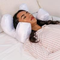 Almohada facial ergonómica contorneada con almohadilla de soporte para el cuello extraíble - Reduce la hinchazón facial, diseño antiarrugas de rebote lento de gravedad cero - Tejido de poliéster suave, solo lavar a mano - Perfecto para uso matutino y cuid - details 0