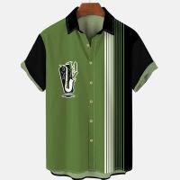 Camisa de Verano Hawaiiana para Hombres Estampado 3D de Saxofón, Suelto, Manga Corta, Clásico, Para la Playa, Aloha - details 12