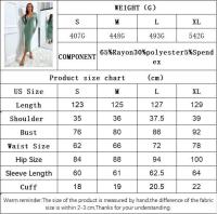 Temperamento femenino adelgazamiento V cuello vestido de manga larga medio largo - details 0