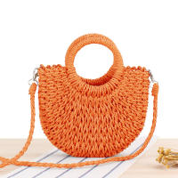 2025 nuevo estilo simple popular bolsa tejida de cuerda de papel semicircular bolsa tejida a mano de playa bolsa de mujer de vacaciones - details 9