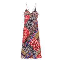 BUNO-nuevo vestido de tirantes finos para mujer, vestido de verano con cuello en V estampado ajustado sin mangas y espalda descubierta, vestido Maxi con tirantes, vestido de fiesta a la moda para mujer - details 1
