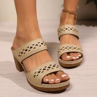 Sandalias de Tacón Grueso Retro con Espacio Hueco Zapatillas de Tacón Alto Ligereas para Mujer - details 9