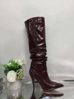 Botas cónicas hasta la rodilla para mujer, diseño cómodo de verano, parte superior de tela vaquera, cierre de botón, otoño e invierno, 2025 - details 1