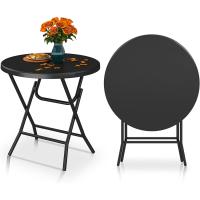 Mesa Plegable de 80cm Mesa Redonda Resistente para Jardín Mesas de Terraza para Fiesta al Aire Libre Playa, Barbacoa, Marco de Metal Antioxidante Blanco Tamaño 80 x 80 x 74cm - details 8