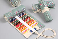 Estuche de tela de colores para lápices, bolsa de almacenamiento para cosméticos, rollo de lápices, suministros escolares, 12/24/36/48/72 agujeros - details 7