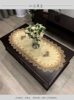 Mantel de té, mantel para mesa de comedor, forma ovalada, blanco, europeo, flor bordada de poliéster, decoración de sala de estar - details 11