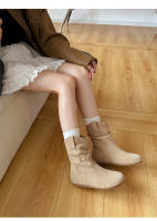 Interior aumento de altura retro heap botas mujer otoño invierno plisado western cowboy botas slim botines - details 0