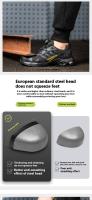 Zapatos de seguridad para hombre con botones giratorios y puntera de acero indestructible antipinchazos y con almohadilla de aire, botas de trabajo con suela de goma, material de tela y algodón. - details 3