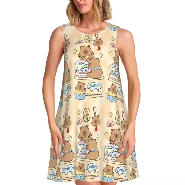 Traje de playa de viaje con bolso informal para mujer, sin mangas, divertido, Capybaras, moderno y personalizado - 1