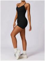 Mono de Yoga para Mujer Kailuoka Sexy Fitness Romper Sin Mangas y Espalda Disfraz Deportivo Corto en Color Sólido para Otoño e Invierno Material Exterior de Nylon - details 3