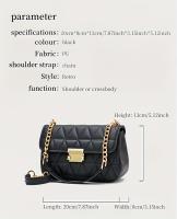 Bolso de Hombro Acolchado con Cadena Dorada Estilo Vintage Negro, Cierre Seguro, Forro de Poliéster, Accesorio Elegante, Construcción Duradera para Ocasiones Casuales y Formales - details 0