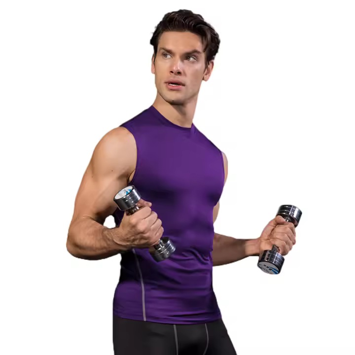 Camisa de compresión sin mangas para hombre, camiseta deportiva con capa base, camisa de entrenamiento atlético - 1