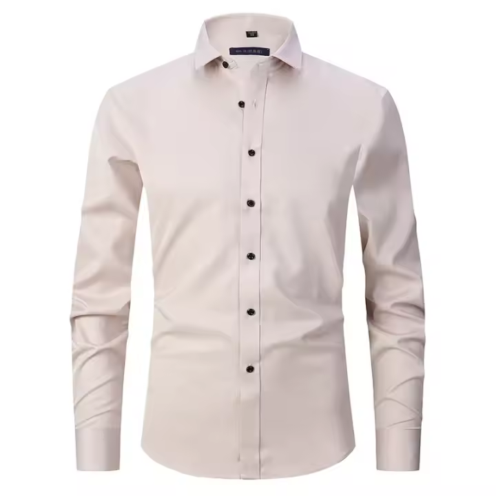 Camisa social grande de otoño/invierno 6XL para hombre, manga larga, moda sin hierro, informal, de negocios, blanco puro - 1