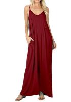 Vestido largo suelto de color sólido para mujer - details 1